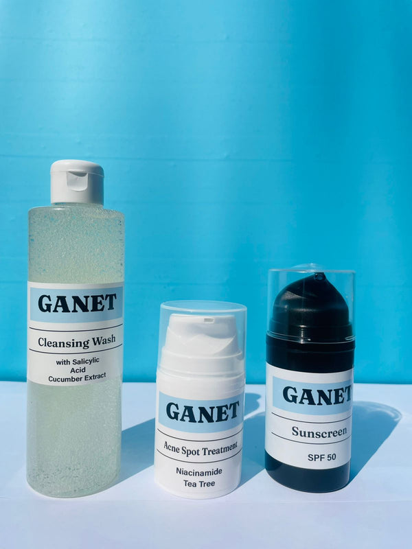 GANET Skin Rescue Set | Cleanser, Spot Treatment & Sunscreen