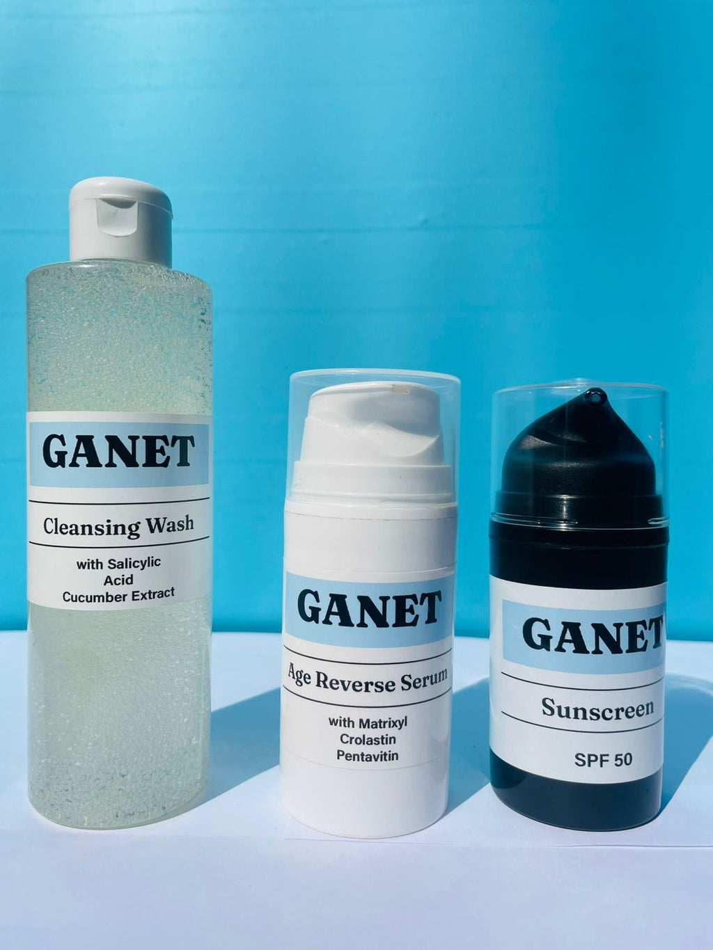 GANET Age Vitality Set | Cleanser, Age Reverse Serum & SPF 50 Sunscreen